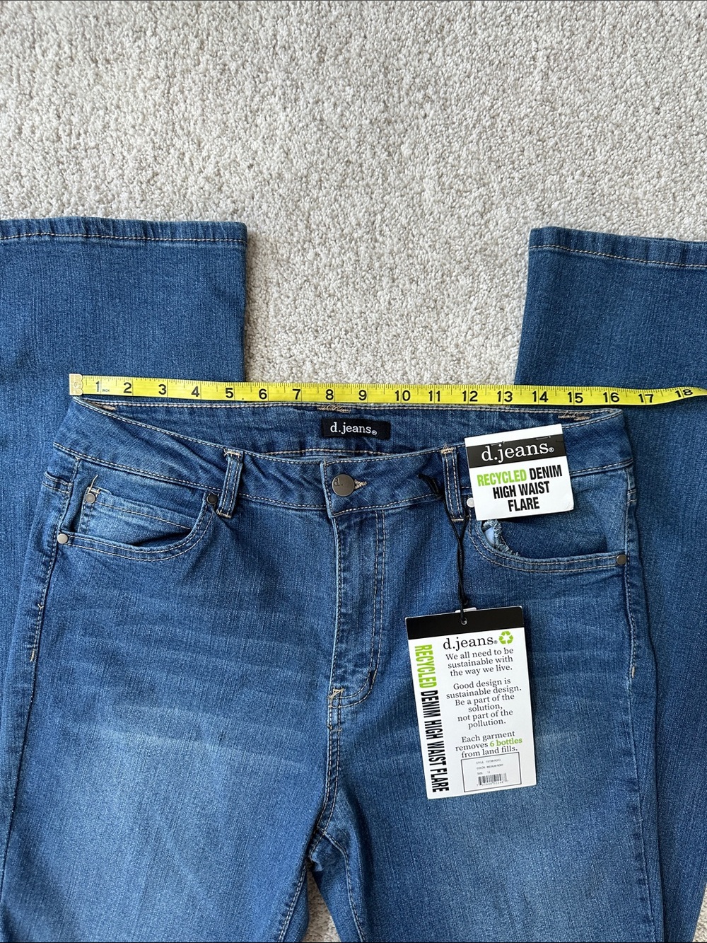 d. Jeans Recycled Denim High Waist Flare Jeans NWT - Picture 7 of 11